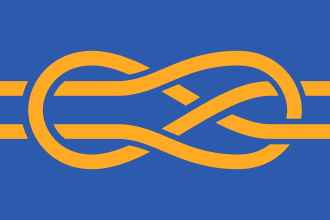 Flag of the International Federation of Vexillological Associations depicting a sheet bend